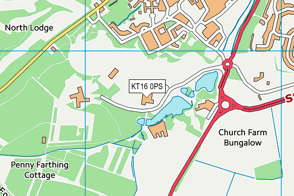 KT16 0PS map - OS VectorMap District (Ordnance Survey)
