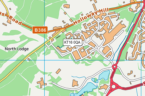 KT16 0QA map - OS VectorMap District (Ordnance Survey)