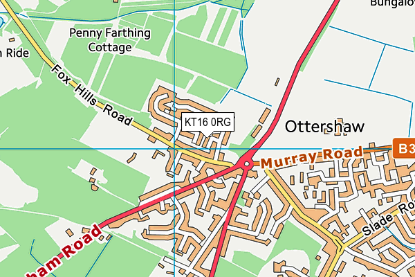 KT16 0RG map - OS VectorMap District (Ordnance Survey)