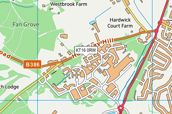 KT16 0RW map - OS VectorMap District (Ordnance Survey)