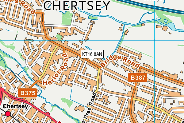 KT16 8AN map - OS VectorMap District (Ordnance Survey)