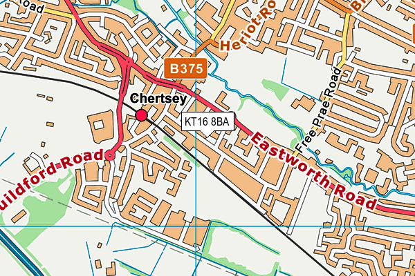 KT16 8BA map - OS VectorMap District (Ordnance Survey)