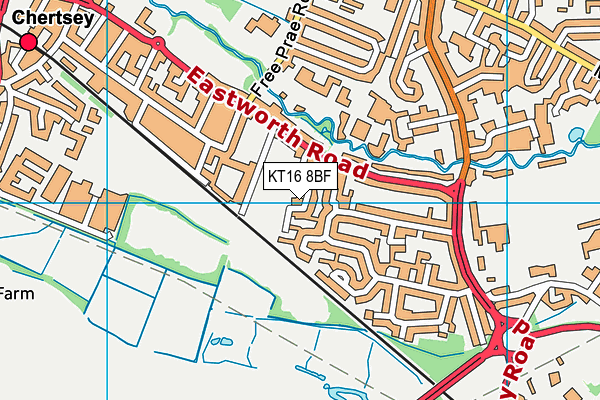 KT16 8BF map - OS VectorMap District (Ordnance Survey)