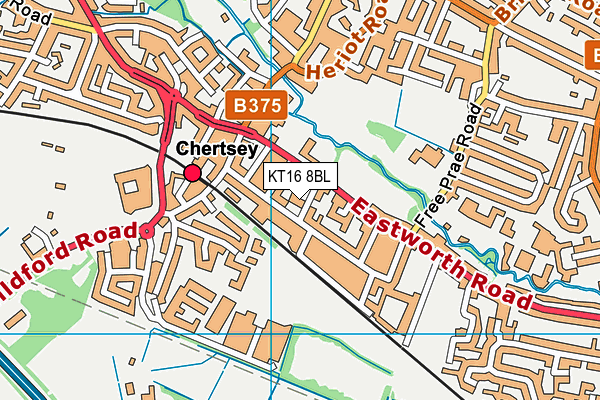 KT16 8BL map - OS VectorMap District (Ordnance Survey)