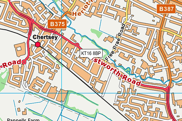 KT16 8BP map - OS VectorMap District (Ordnance Survey)