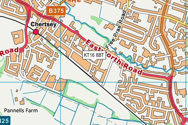 KT16 8BT map - OS VectorMap District (Ordnance Survey)