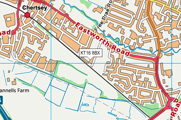 KT16 8BX map - OS VectorMap District (Ordnance Survey)