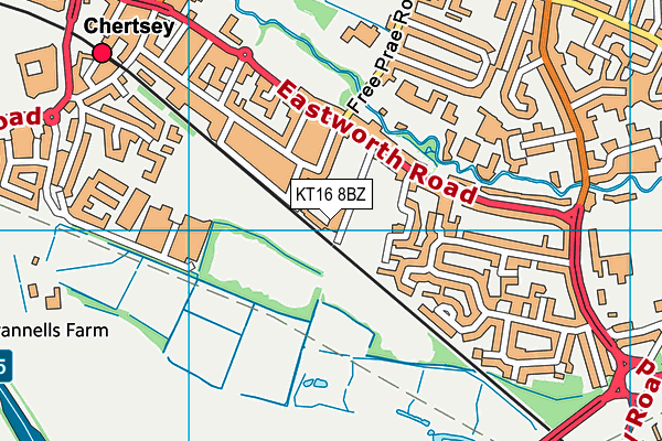 KT16 8BZ map - OS VectorMap District (Ordnance Survey)