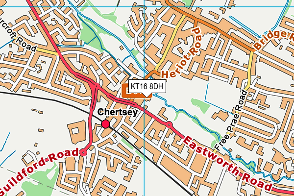 KT16 8DH map - OS VectorMap District (Ordnance Survey)