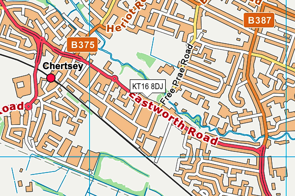 KT16 8DJ map - OS VectorMap District (Ordnance Survey)