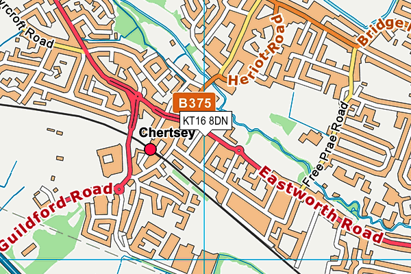 KT16 8DN map - OS VectorMap District (Ordnance Survey)