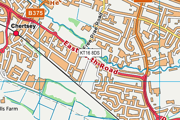 KT16 8DS map - OS VectorMap District (Ordnance Survey)