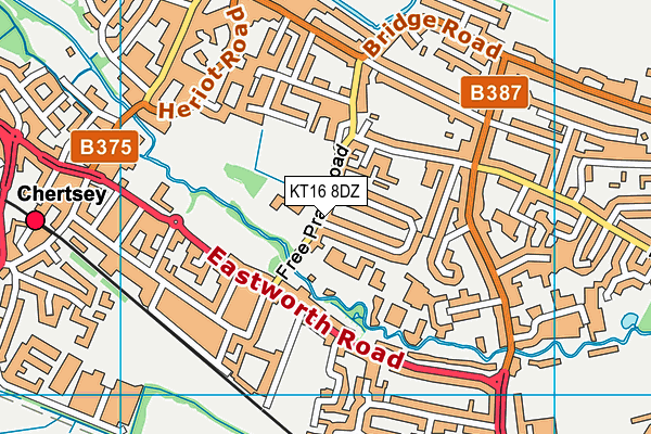KT16 8DZ map - OS VectorMap District (Ordnance Survey)