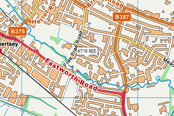 KT16 8EE map - OS VectorMap District (Ordnance Survey)