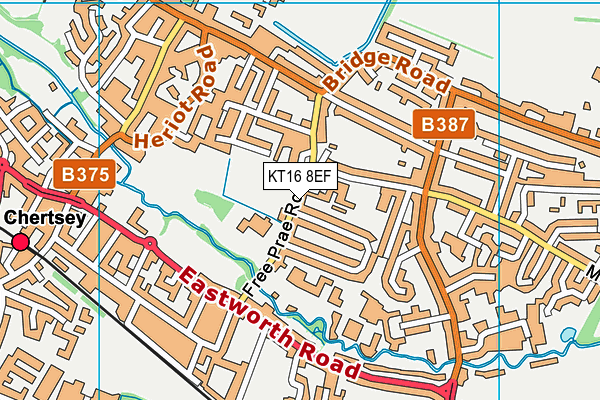 KT16 8EF map - OS VectorMap District (Ordnance Survey)