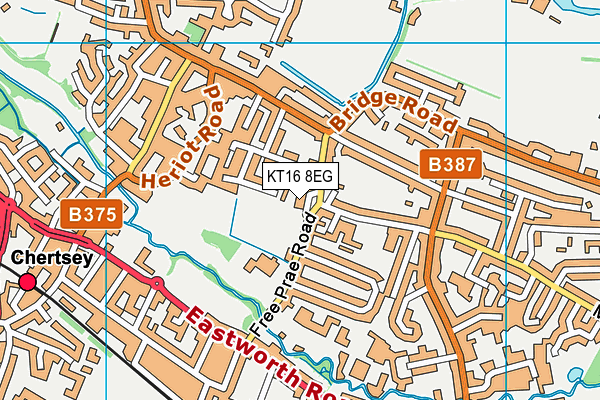 KT16 8EG map - OS VectorMap District (Ordnance Survey)
