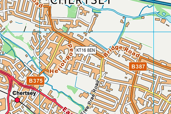 KT16 8EN map - OS VectorMap District (Ordnance Survey)