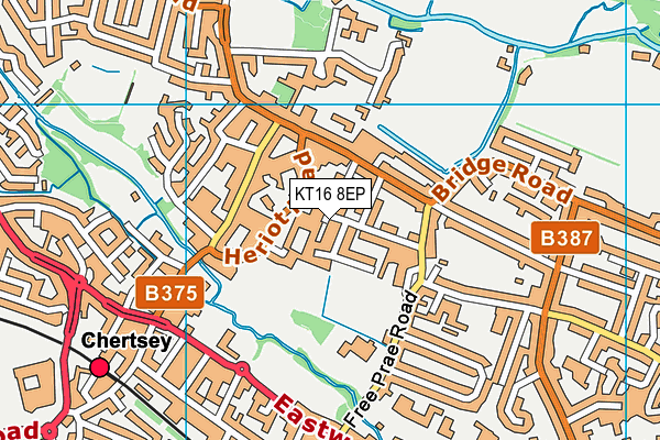 KT16 8EP map - OS VectorMap District (Ordnance Survey)