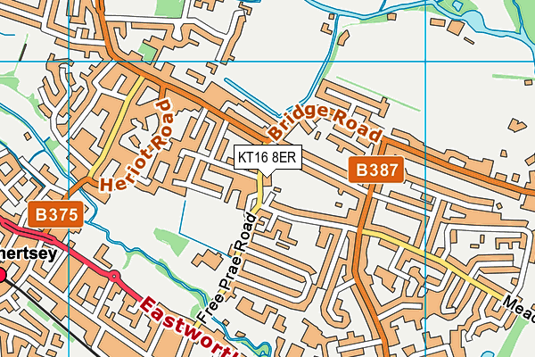KT16 8ER map - OS VectorMap District (Ordnance Survey)