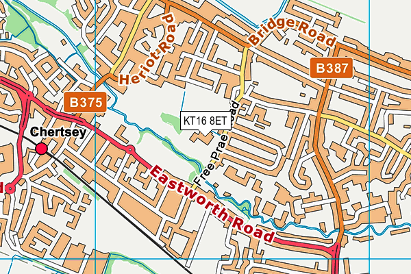 KT16 8ET map - OS VectorMap District (Ordnance Survey)