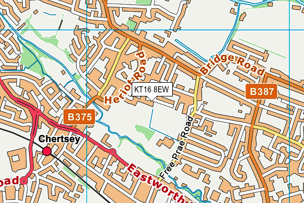 KT16 8EW map - OS VectorMap District (Ordnance Survey)