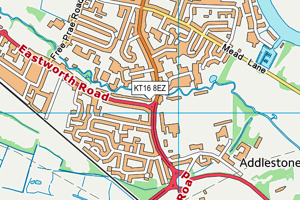 KT16 8EZ map - OS VectorMap District (Ordnance Survey)