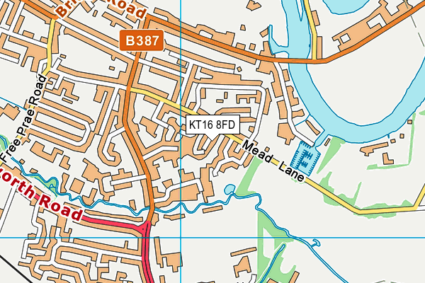 KT16 8FD map - OS VectorMap District (Ordnance Survey)
