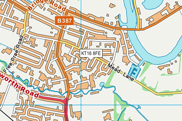 KT16 8FE map - OS VectorMap District (Ordnance Survey)