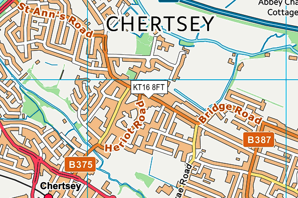 KT16 8FT map - OS VectorMap District (Ordnance Survey)