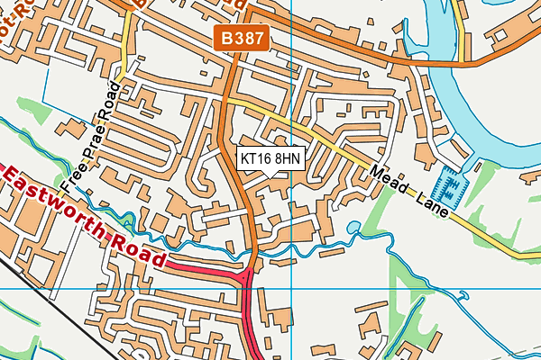 KT16 8HN map - OS VectorMap District (Ordnance Survey)