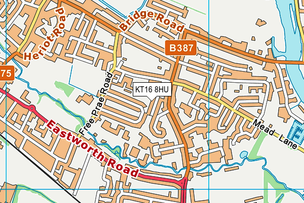 KT16 8HU map - OS VectorMap District (Ordnance Survey)