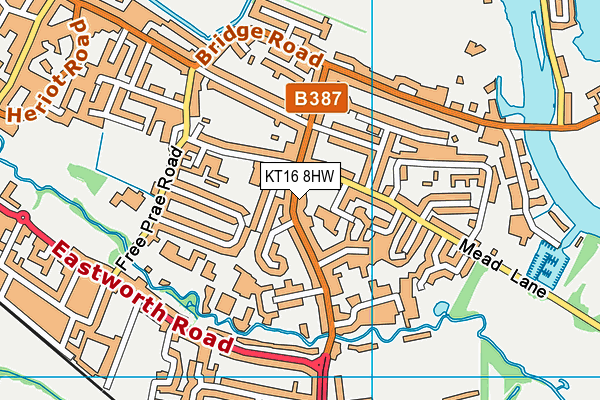 KT16 8HW map - OS VectorMap District (Ordnance Survey)