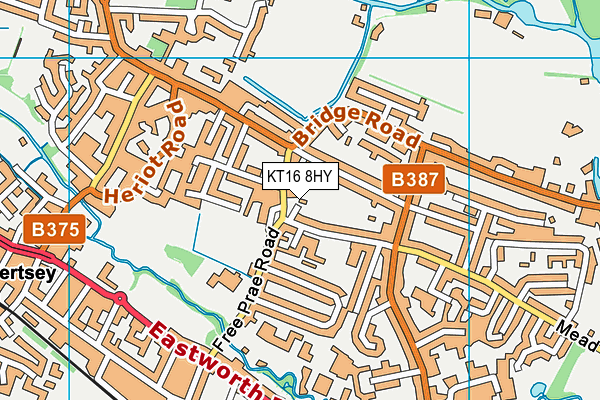 KT16 8HY map - OS VectorMap District (Ordnance Survey)