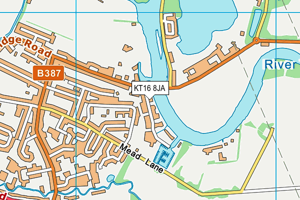 KT16 8JA map - OS VectorMap District (Ordnance Survey)