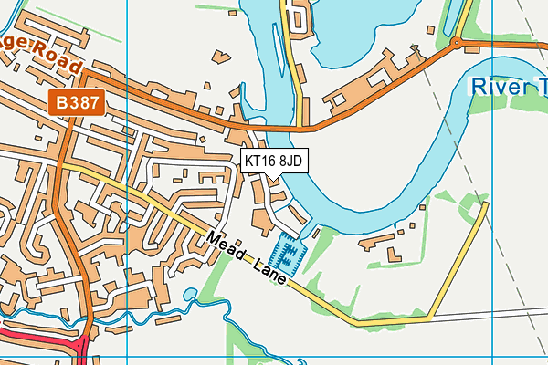KT16 8JD map - OS VectorMap District (Ordnance Survey)