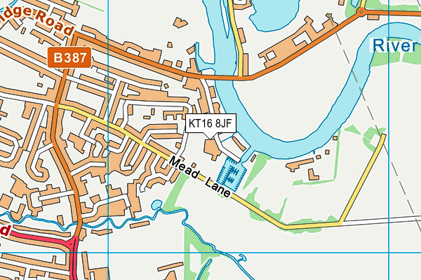KT16 8JF map - OS VectorMap District (Ordnance Survey)