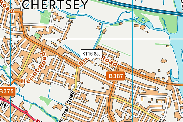 KT16 8JJ map - OS VectorMap District (Ordnance Survey)