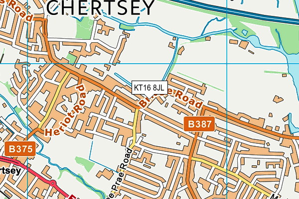 KT16 8JL map - OS VectorMap District (Ordnance Survey)