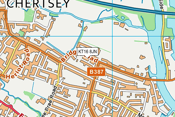 KT16 8JN map - OS VectorMap District (Ordnance Survey)