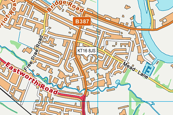 KT16 8JS map - OS VectorMap District (Ordnance Survey)