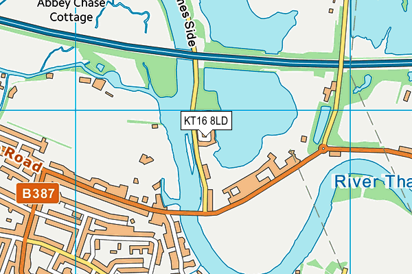 KT16 8LD map - OS VectorMap District (Ordnance Survey)