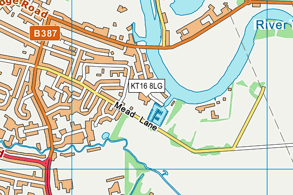 KT16 8LG map - OS VectorMap District (Ordnance Survey)