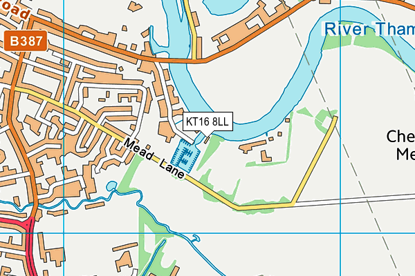KT16 8LL map - OS VectorMap District (Ordnance Survey)