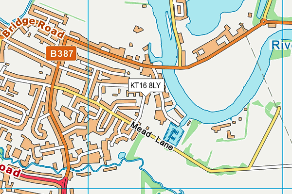 KT16 8LY map - OS VectorMap District (Ordnance Survey)