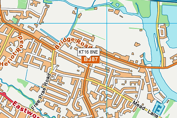 KT16 8NE map - OS VectorMap District (Ordnance Survey)