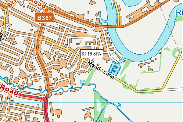KT16 8PA map - OS VectorMap District (Ordnance Survey)