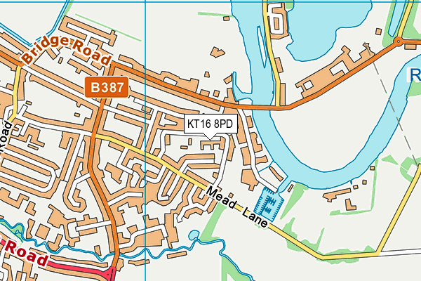 KT16 8PD map - OS VectorMap District (Ordnance Survey)