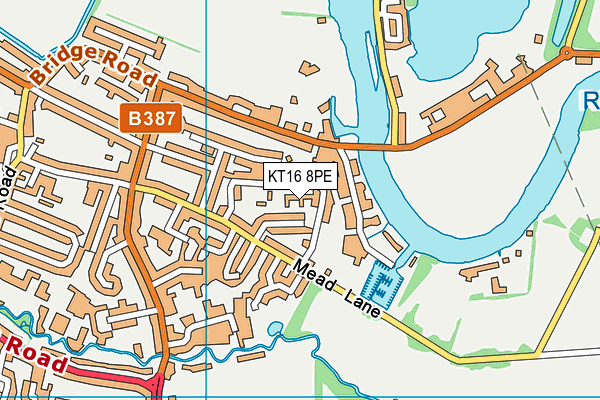 KT16 8PE map - OS VectorMap District (Ordnance Survey)