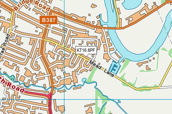 KT16 8PF map - OS VectorMap District (Ordnance Survey)