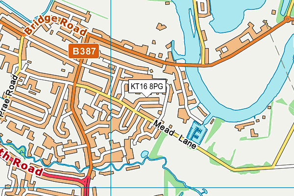 KT16 8PG map - OS VectorMap District (Ordnance Survey)